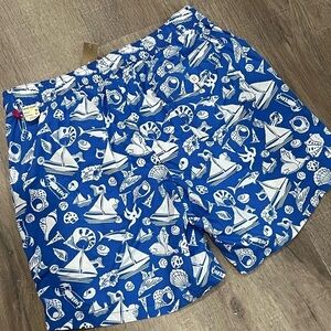 NWT J. Crew Size M 6” Stretch Swim Trunks Blue Lobster Sailboat Shell Summer